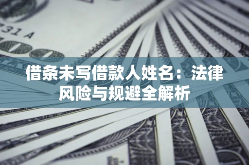 武汉借条未写借款人姓名：法律风险与规避全解析